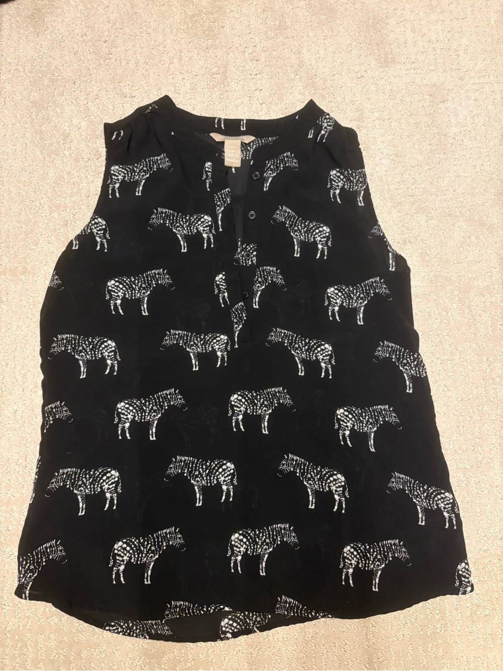 Banana Republic Black and White Zebra Sleeveless Top- Medium